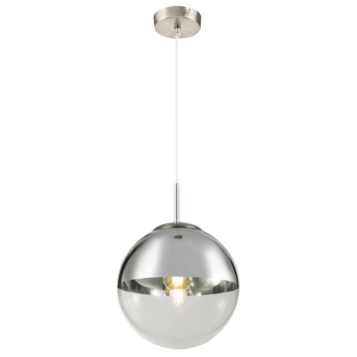 Lustra tip pendul, Argintiu, 60 W, 1 x E27 Globo Varus