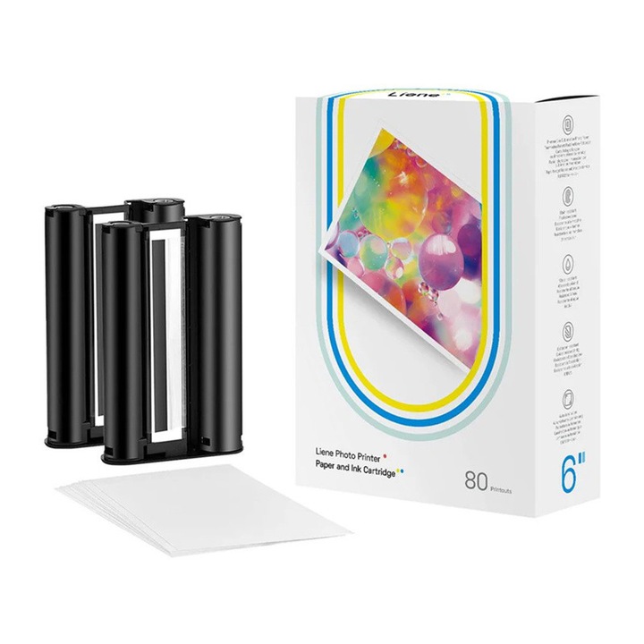 Set 80 coli hartie foto compatibile cu mprimante din seria Amber, 10x15 cm, 300 DPI, Lucios