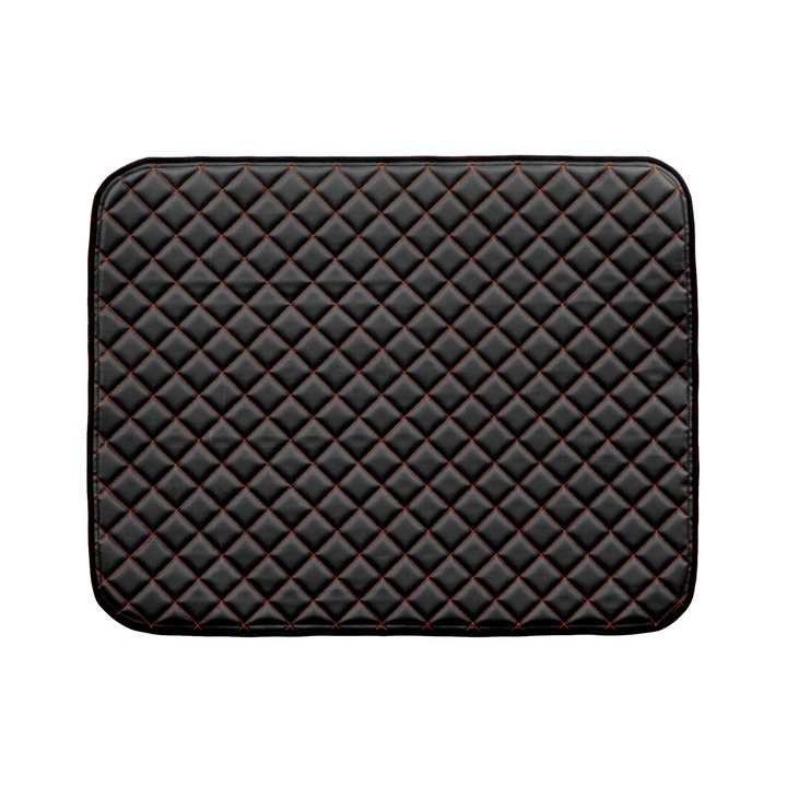 Covoraș central pentru tunel, F-CORE, piele ecologică, automat, negru/roșu, compatibil VOLVO FH 2/3