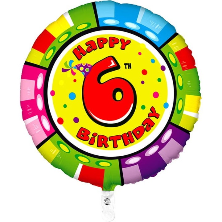 Lufi 18" Grabo Happy Cyfra 6, ideális ünnepségekre, többszínű