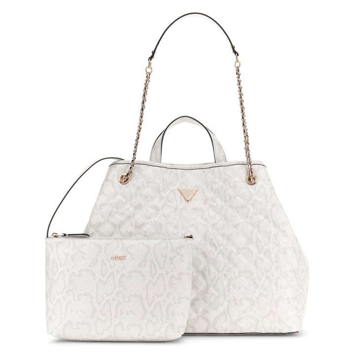 Geanta dama Guess Giully II Large 2 in 1, ecologic, cu poseta detasabila, culoare crem, dimensiuni 48x31x4cm