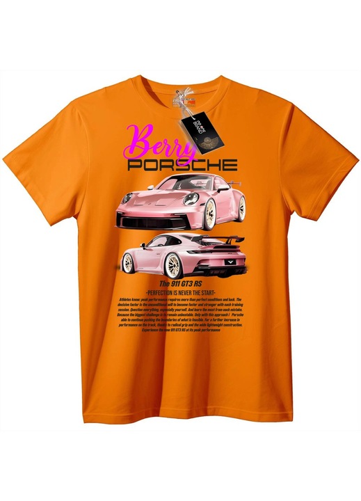 Tricou Berry Porsche 911 RS, Portocaliu, 4XL
