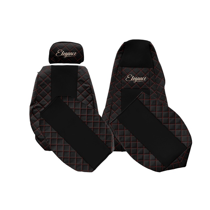 Huse scaune F-CORE, ELEGANCE Q, Negru/Rosu, set 2 piese