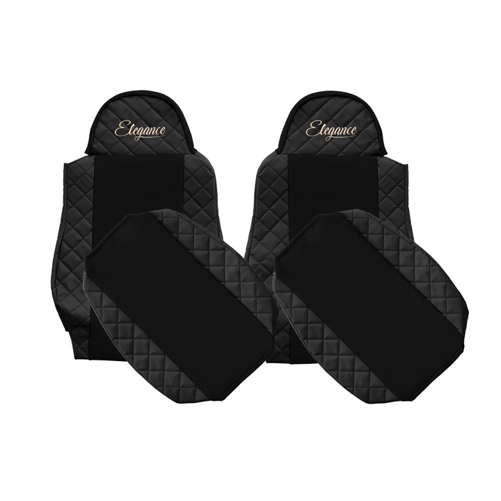 Huse scaune, F-CORE, seria ELEGANCE Q, piele ecologica, negru, set 2 piese