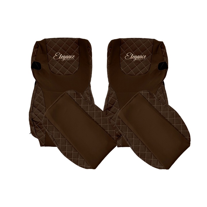 Huse scaune F-CORE ELEGANCE Q, maro, set 2 piese, piele ecologică și textil