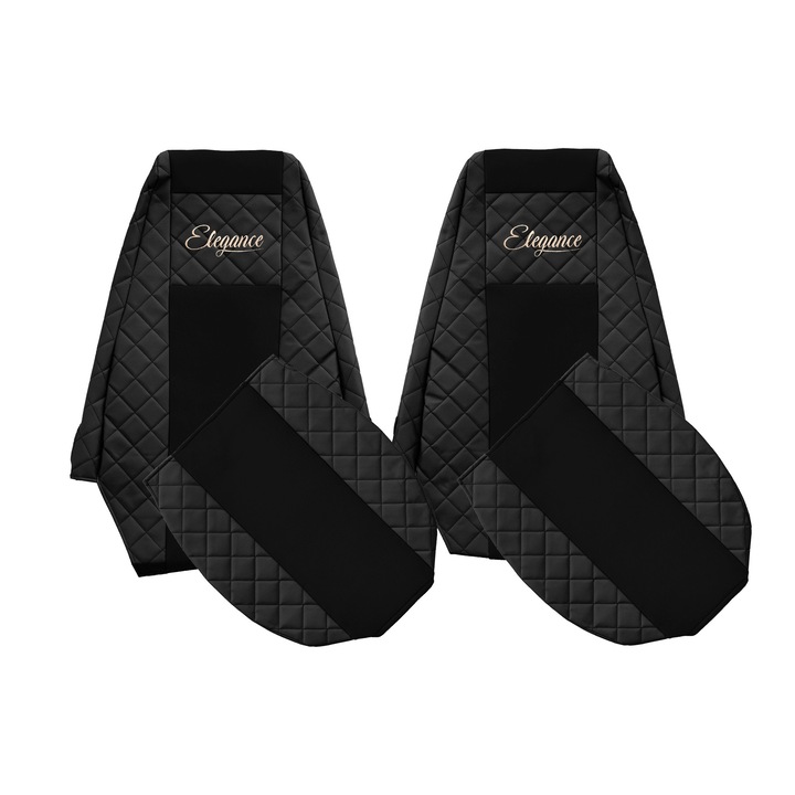 Huse scaune, F-CORE, serie ELEGANCE Q, piele ecologică, negru, set 2 piese