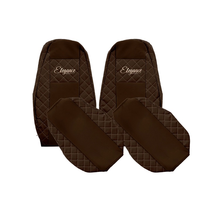 Huse scaune auto, F-CORE, ELEGANCE Q, piele ecologică și textil, maro, set 2 piese