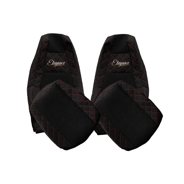 Huse scaune F-CORE ELEGANCE Q, Negru/Rosu, pentru SCANIA S R NEXTGEN, 2 piese
