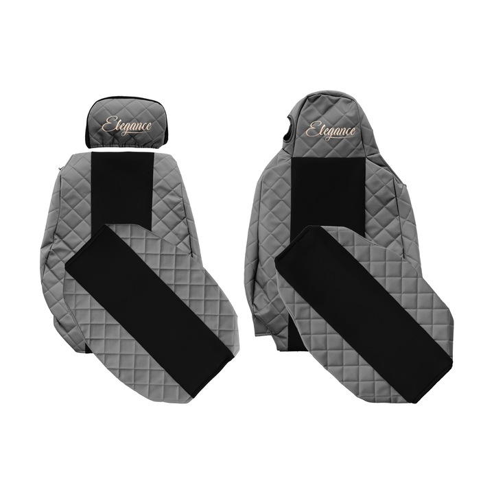 Huse scaune F-CORE, pentru SCANIA, Gri, 2 piese, material piele ecologică și textil