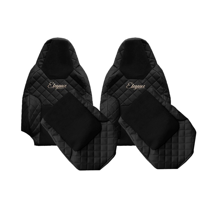Huse scaune F-CORE ELEGANCE Q, negru, set 2, cu centură șofer
