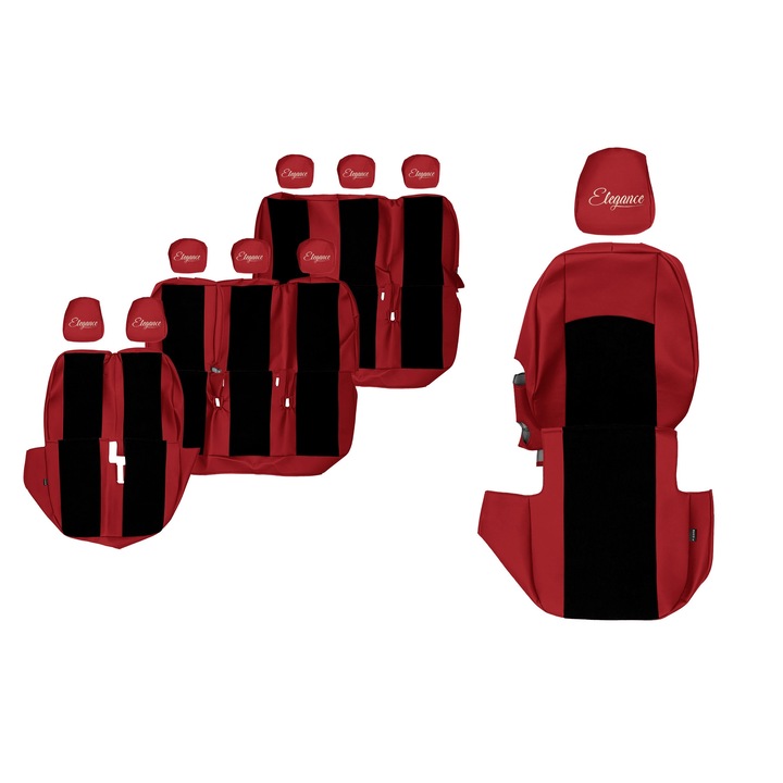 Huse scaune F-CORE, ELEGANCE S, 9 locuri, Rosu, set complet