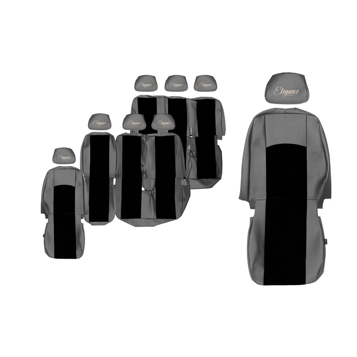 Huse scaune F-CORE, Elegance S, Gri, 8 piese, pentru Volkswagen Transporter T5/T6