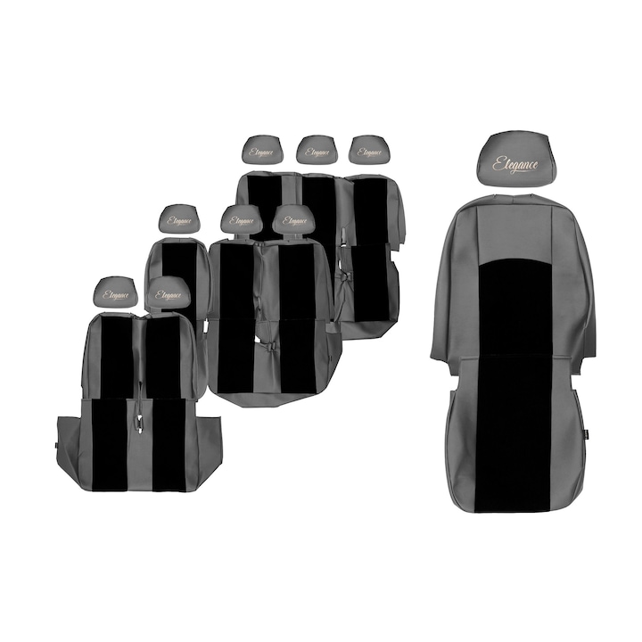 Huse scaune F-CORE ELEGANCE S, 9 piese, Gri, pentru Volkswagen Transporter T5/T6