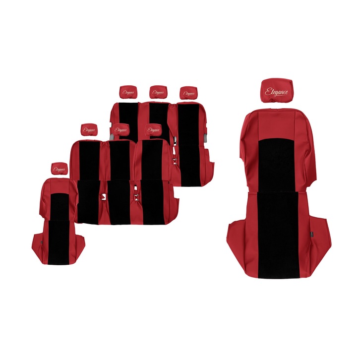 Huse scaune F-CORE, ELEGANCE S, 8 locuri, 3 randuri, rosu