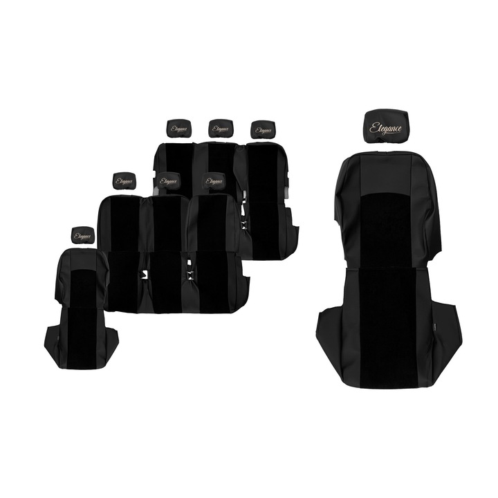 Huse scaune F-CORE ELEGANCE S, 8 locuri, 3 randuri, Negru, set