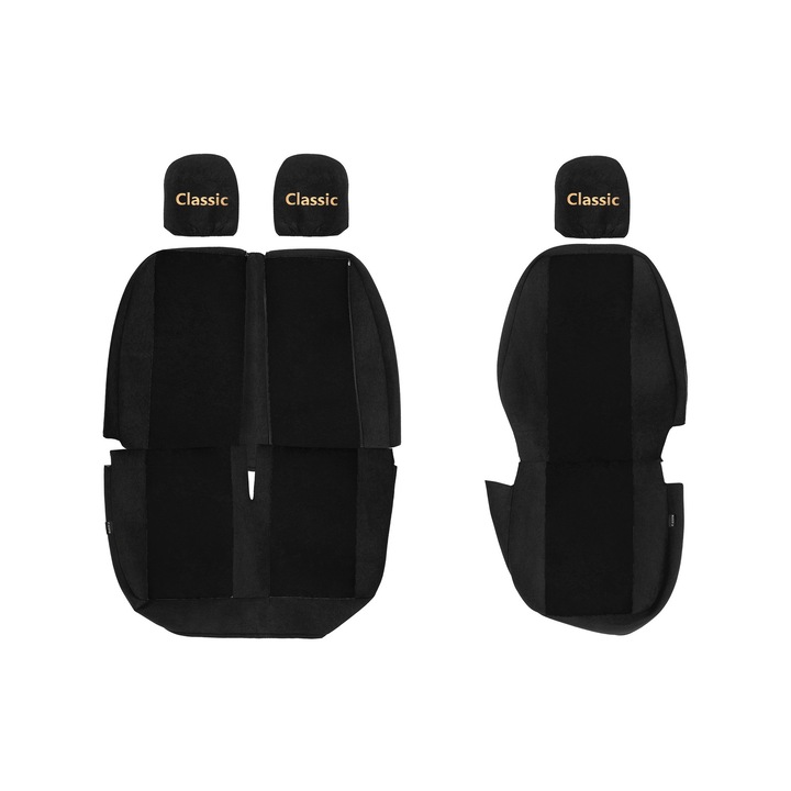 Huse scaune auto, F-CORE, 3 piese, Negru, pentru vanuri