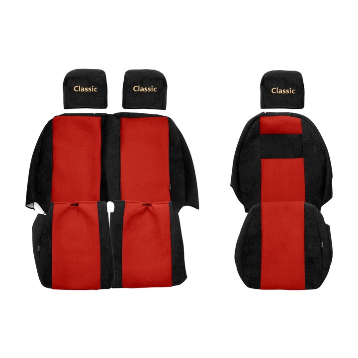 Huse scaune F-CORE CLASSIC set 3 piese, rosu, pentru IVECO DAILY VI 1+2