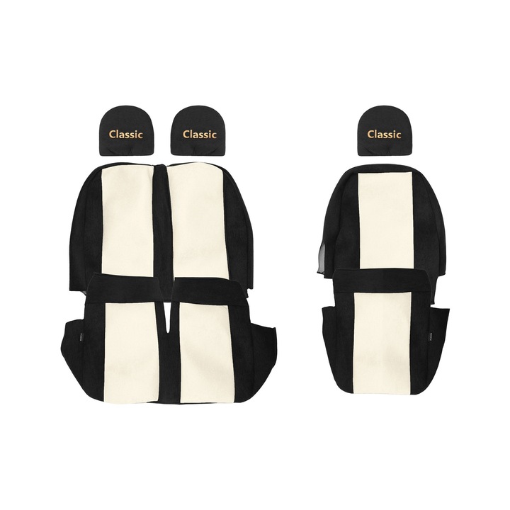 Huse scaune F-CORE CLASSIC, set 3 piese, sampanie, pentru Volkswagen Crafter I (01.2006-12.2016)