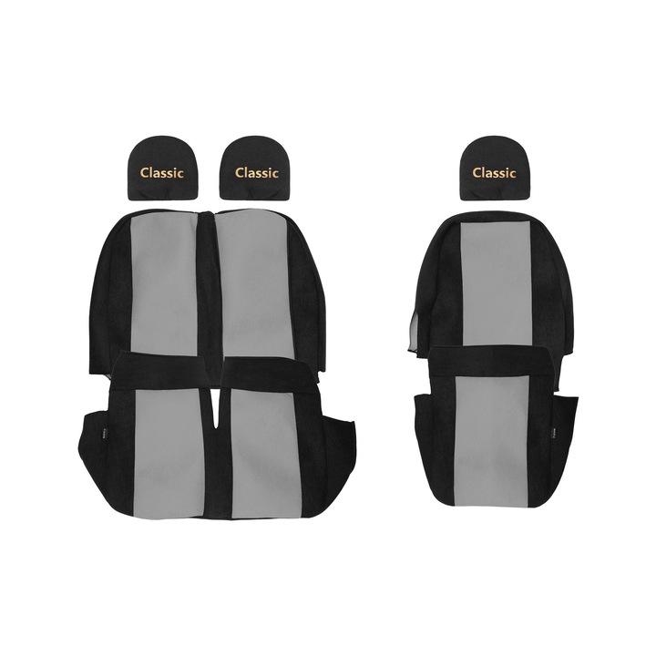 Huse scaune F-CORE CLASSIC, 1+2, masa in spatarul dublu, gri, set 3 piese