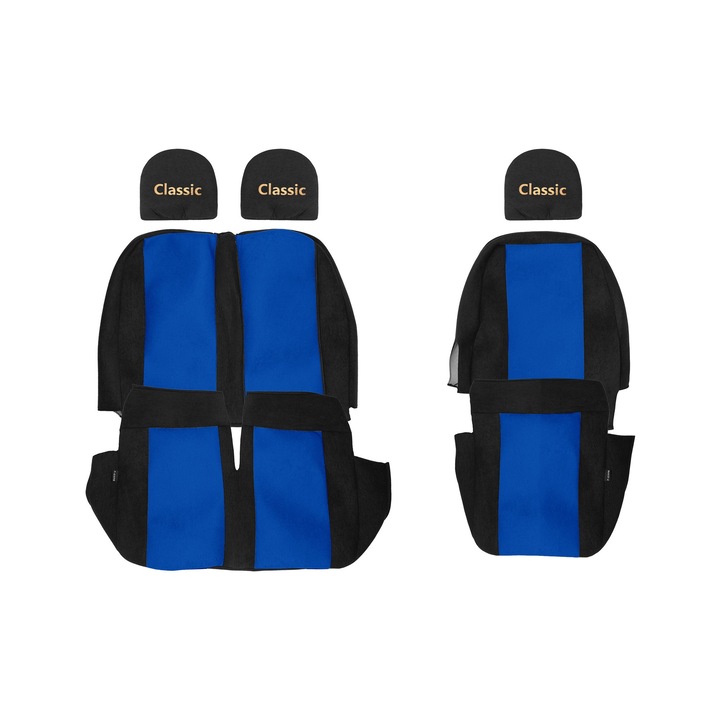 Huse scaune set F-CORE, CLASSIC, albastru, 3 piese, pentru VOLKSWAGEN CRAFTER I 01.06-12.16