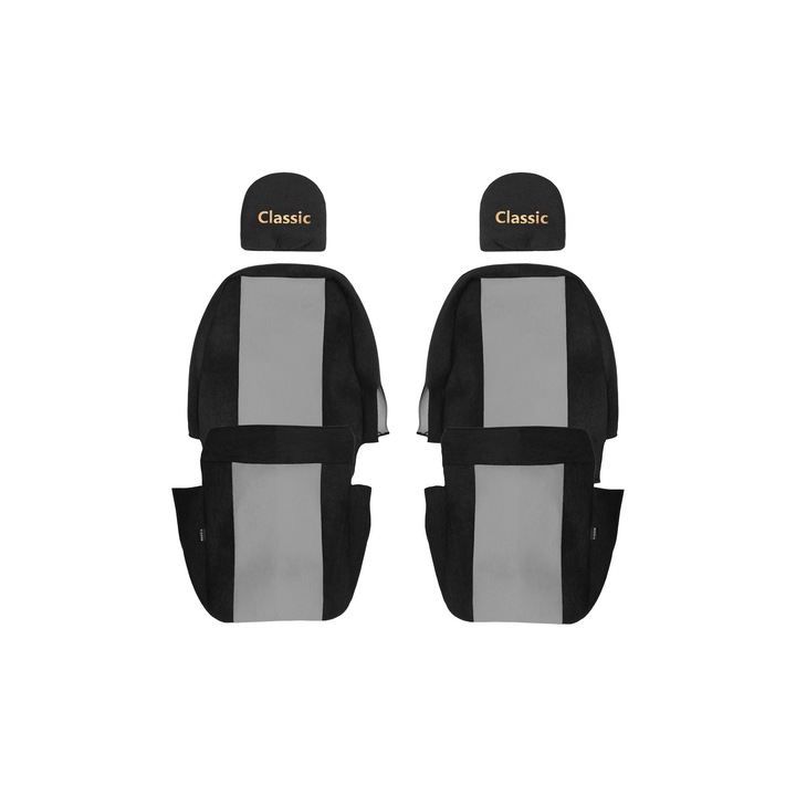 Huse scaune F-CORE, CLASSIC, set 1+1, gri, textil