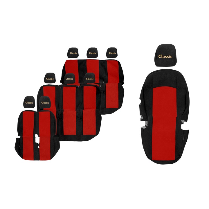 Huse scaune F-CORE, 9 locuri, 3 randuri, Rosu