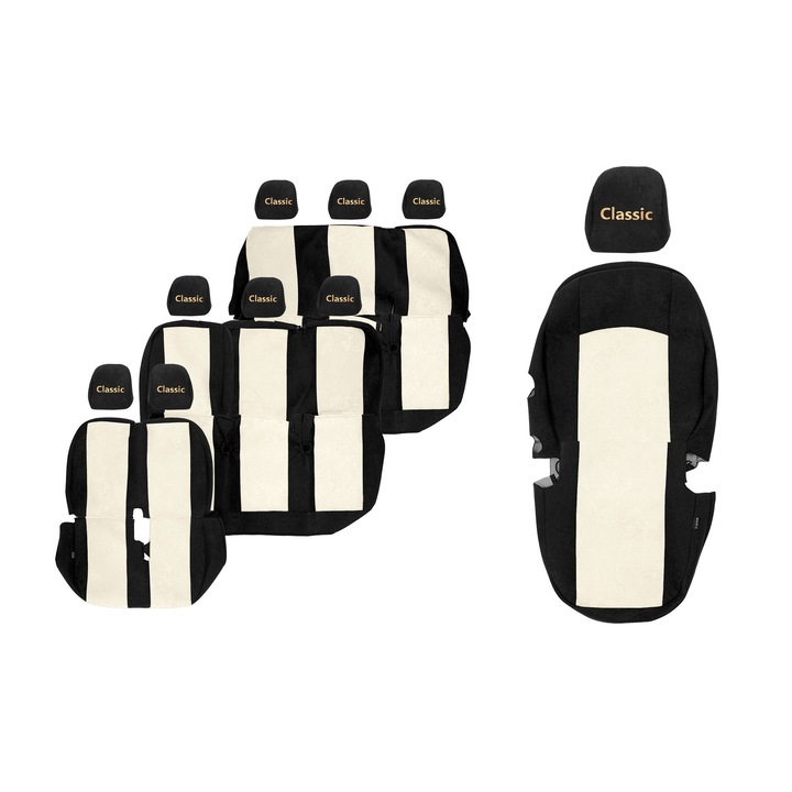 Huse scaune F-CORE set 9 piese, 3 randuri, Sampanie