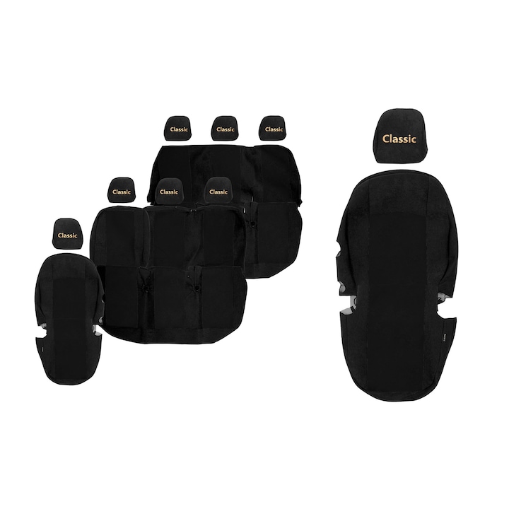 Huse scaune F-CORE, 8 locuri, 3 randuri, Negru