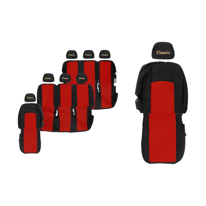 Huse scaune F-CORE, 8 locuri, 3 randuri, rosu, set