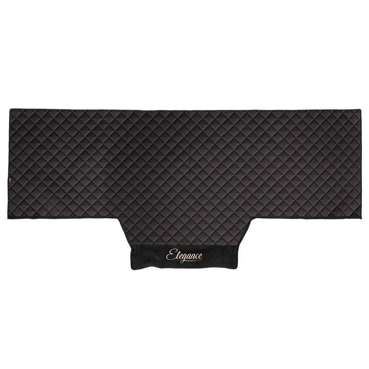 Fată de pat auto F-CORE ELEGANCE Q, Negru/Rosu, piele ecologică, 1 piesă, compatibilă cu SCANIA R/S NEXTGEN