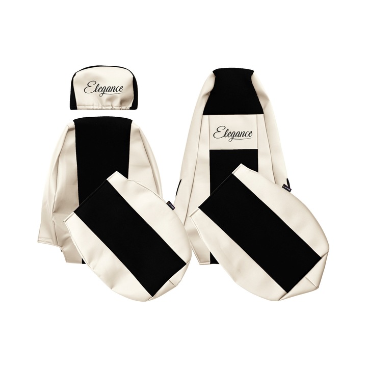 Huse scaune F-CORE ELEGANCE S, set 2 piese, piele ecologică și textil, sampanie, pentru SCANIA