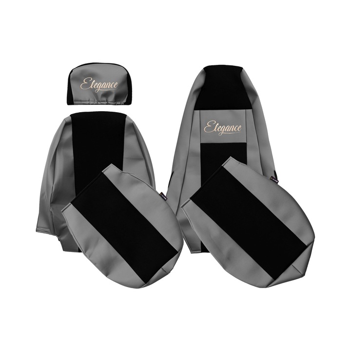 Huse scaune F-CORE ELEGANCE S, Gri, set 2 piese, pentru SCANIA