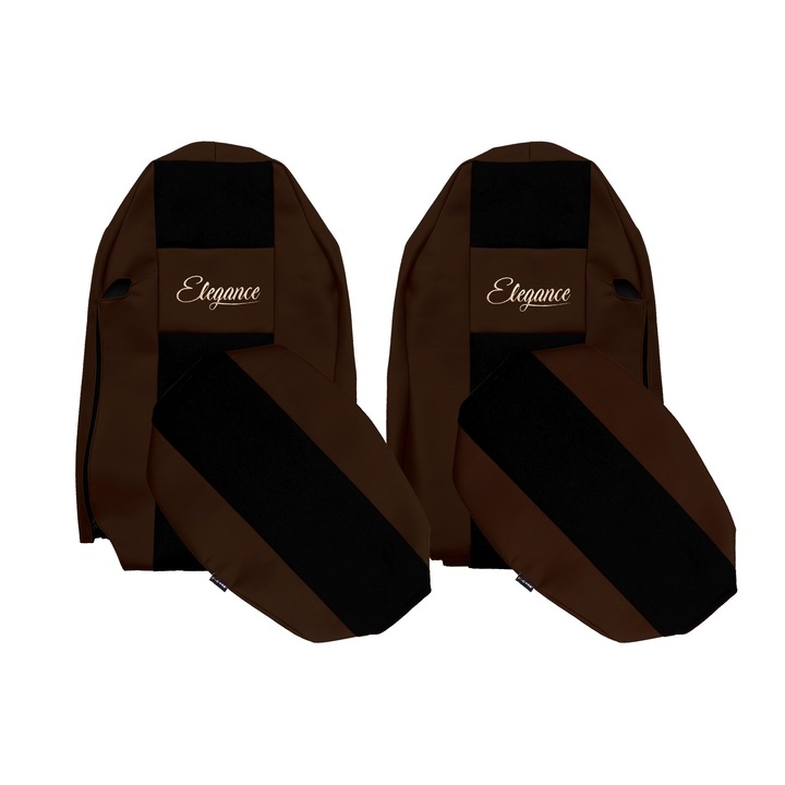 Huse scaune F-CORE Elegance S, maro, set 2 piese, compatibile cu MAN TGX