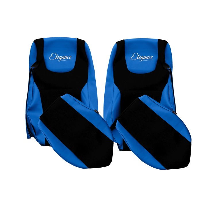 Huse scaune F-CORE ELEGANCE S, Albastru, set 2 piese, piele ecologică, textil