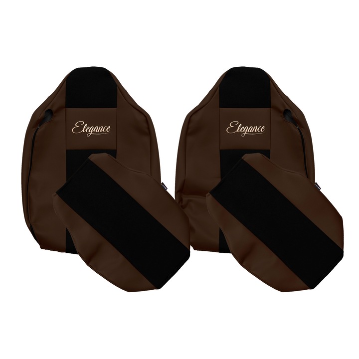 Huse scaune auto, F-CORE, set 2 piese, maro, pentru Renault T 01.14-04.21