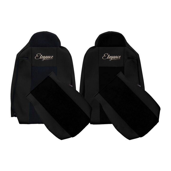 Huse scaune auto, F-CORE, set 2 piese, piele ecologică și textil, negru