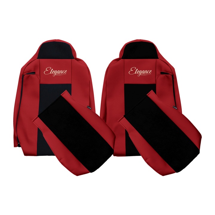 Huse scaune F-CORE, ELEGANCE S, 2 piese, rosu, pentru camioane
