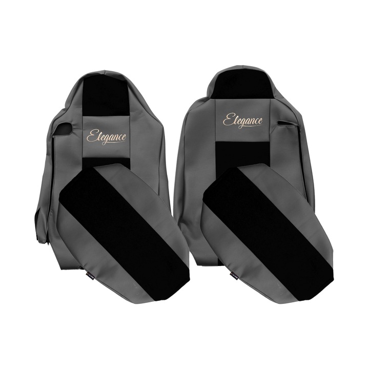 Huse scaune auto, F-CORE, set 2 piese, gri, pentru camioane MAN TGX