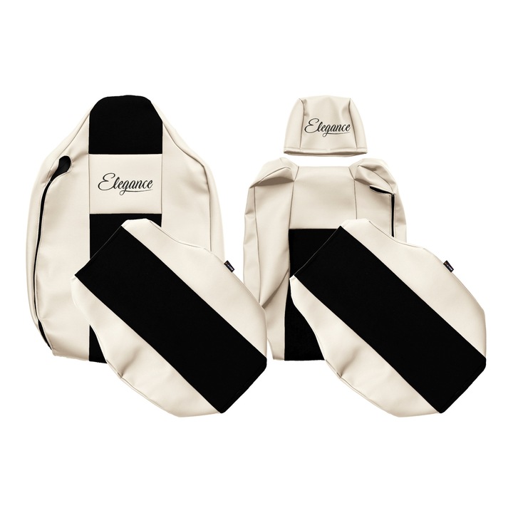 Huse scaune set 2 piese, F-CORE, ELEGANCE S, tetiera integrată, sampanie