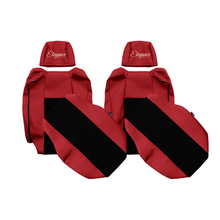 Huse scaune camioane, F-CORE, set 2 piese, rosu, tetiera reglabila