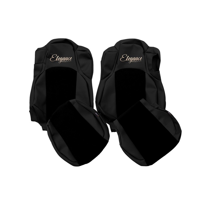 Huse scaune F-CORE Seria ELEGANCE S, ventilate, piele ecologică, negru, set 2 piese