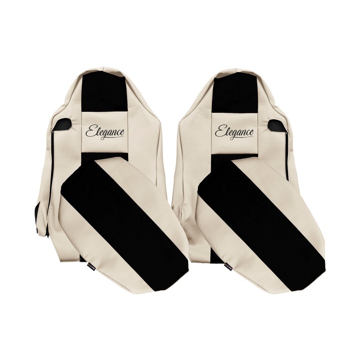 Huse scaune auto, F-CORE, set 2 piese, piele ecologică, textil, sampanie