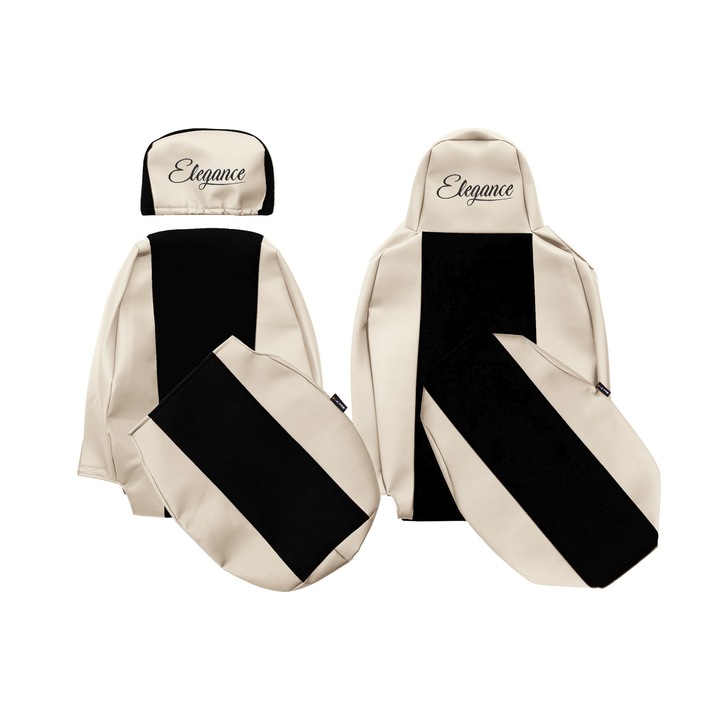 Huse scaune F-CORE Elegance S, set 2 piese, piele ecologică, tetiere inguste, culoare samapnie