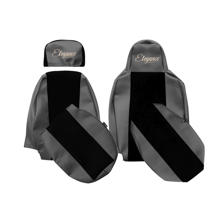 Huse scaune, F-CORE, ELEGANCE S, pliabil, tetiere inguste, gri, set 2 piese