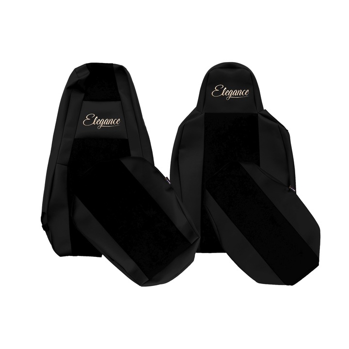 Huse scaune, F-CORE, set 2 piese, negru, integrate sofer si pasager