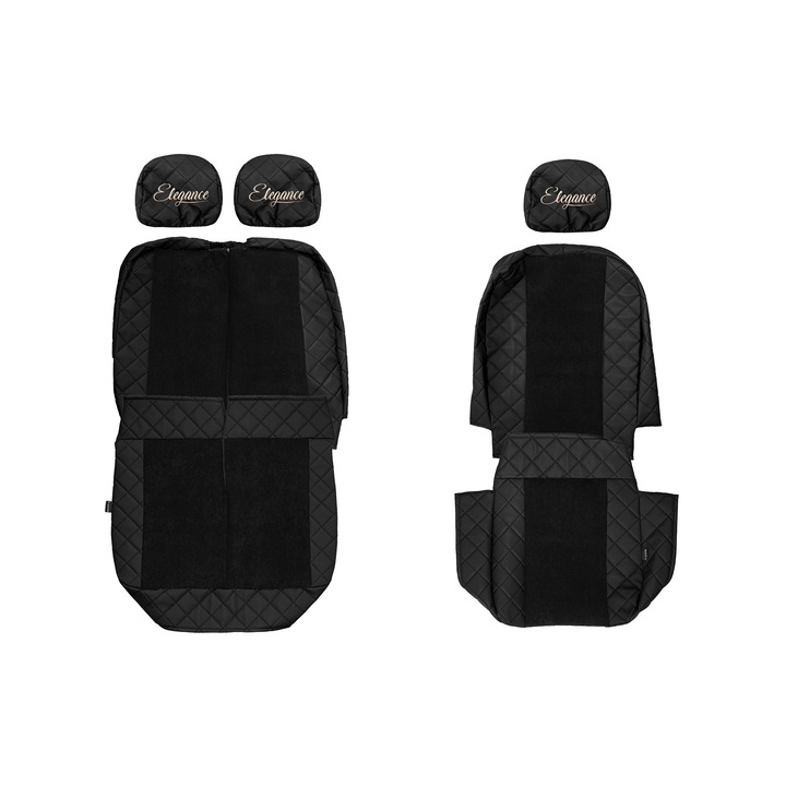 Huse scaune auto F-CORE, multicolor, set 3 piese, scaun 1+2, negru