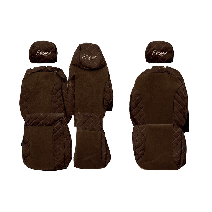 Huse scaune F-CORE ELEGANCE Q, 3 piese, maro, pentru FIAT TALENTO, RENAULT TRAFIC III, OPEL VIVARO II, NISSAN NV300