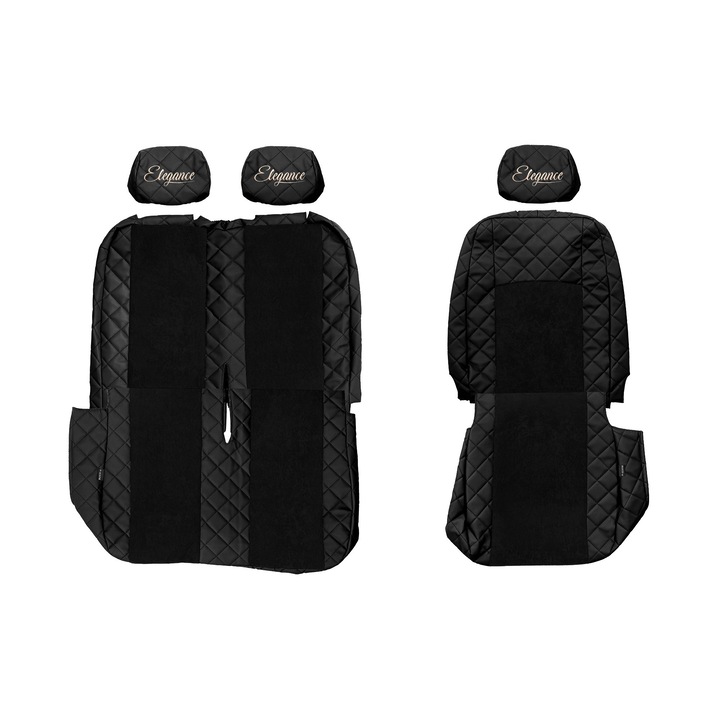 Huse scaune F-CORE, ELEGANCE Q, 3 piese, negru, pentru VOLKSWAGEN TRANSPORTER T5/T6