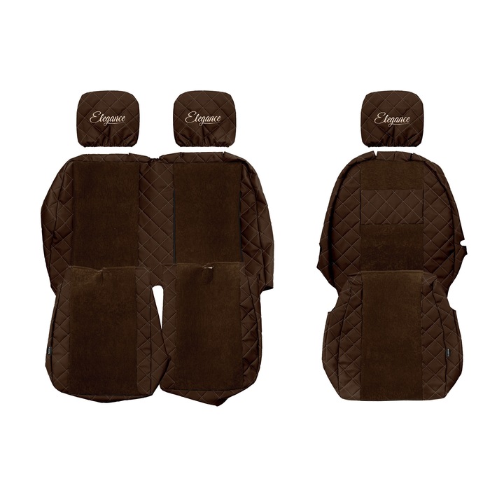 Huse scaune F-CORE 1+2, maro, set 3 piese, material piele ecologică și textil