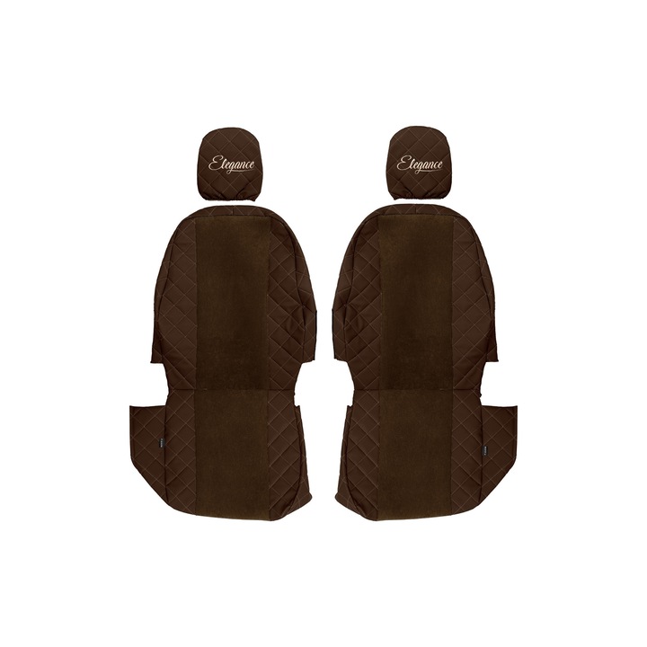 Huse scaune F-CORE, set 1+1, maro, 2 piese, pentru FIAT DUCATO III, PEUGEOT BOXER III, CITROEN JUMPER III